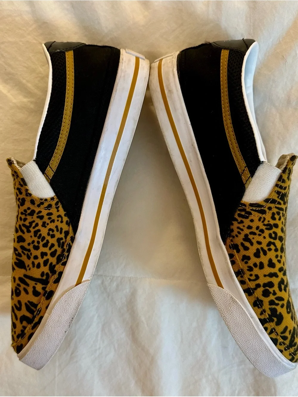 Nike Court Legacy Slip-On Sneakers in Yellow and Black Leopard Print